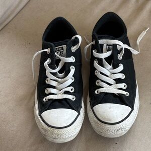 Converse womens Black Canvas Low-Top Sneakers with White Accents